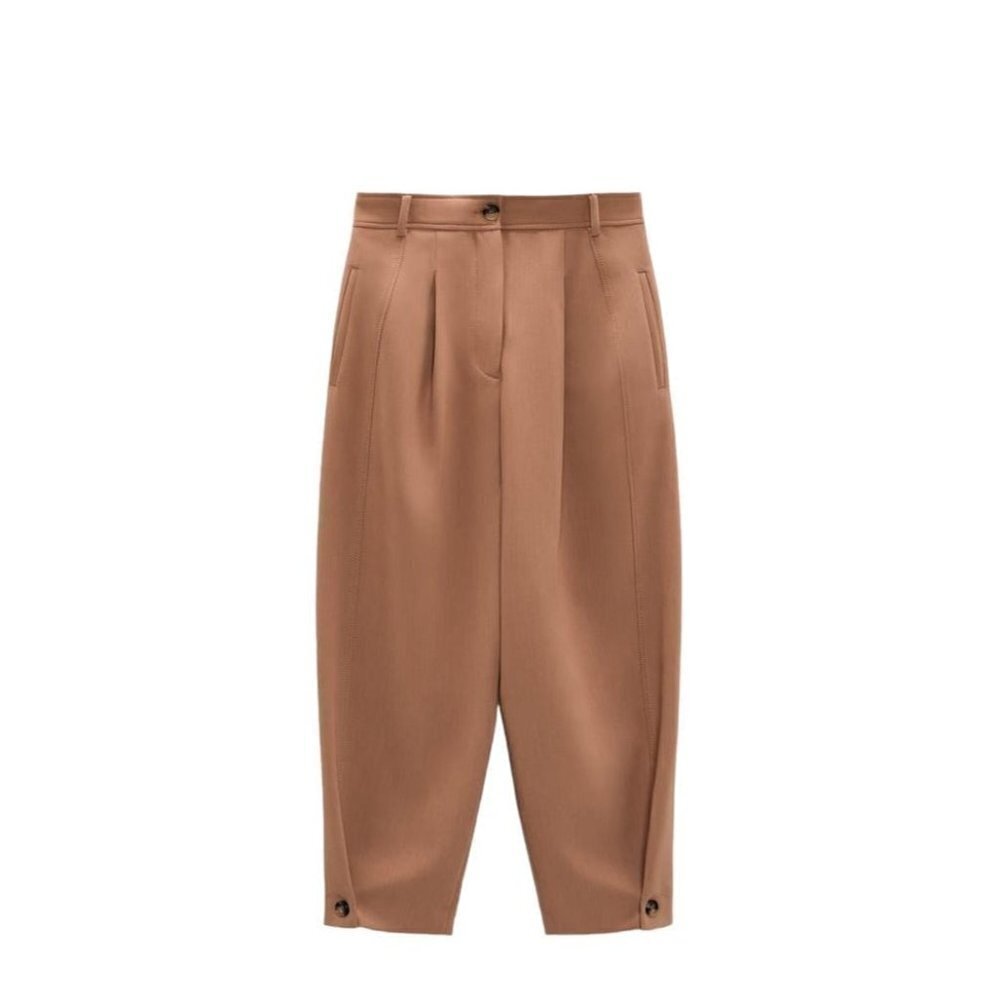 ZARA TAPERED TROUSERS WITH DUCTS POWDERY SIZE XS | 2221/948